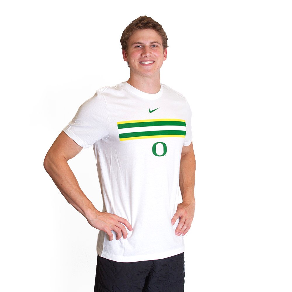 White Nike Cotton Core 24 Green Yellow Stripe Green O T Shirt